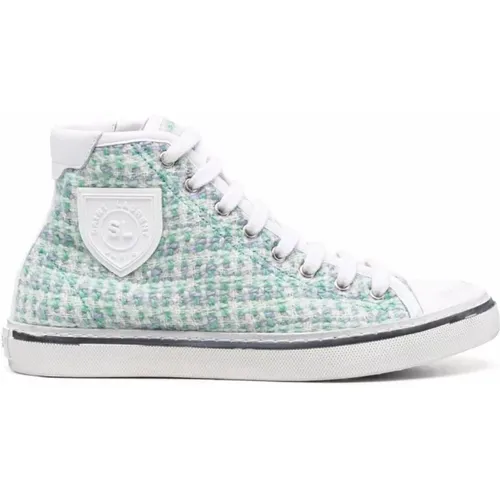 Grüne Logo Patch Sneakers , Damen, Größe: 40 EU - Saint Laurent - Modalova