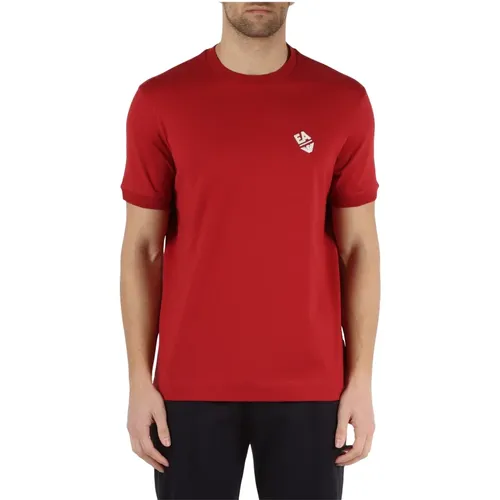 Cotton T-shirt with Front Logo Embroidery , male, Sizes: L, 2XL, M - Emporio Armani - Modalova