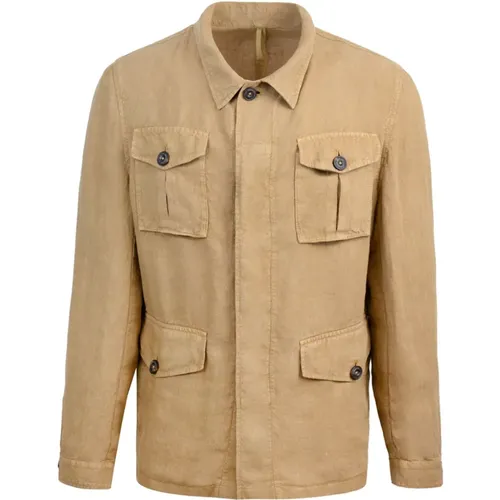 Casual Camel Overshirt with Contrast Buttons , male, Sizes: 3XL, M, L - Lubiam - Modalova