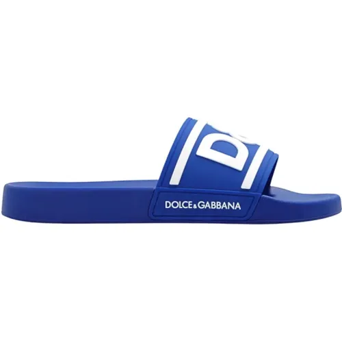 Gummi-Schlappen mit Logo und geripptem Kragen - Dolce & Gabbana - Modalova