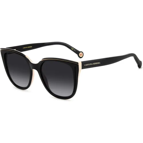 Schwarze Nude Sonnenbrille mit Dunkelgrau Getönten Gläsern , Damen, Größe: 53 MM - Carolina Herrera - Modalova