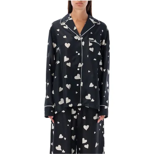 Silk Pajama Shirt with Heart Trim , female, Sizes: M - Marni - Modalova