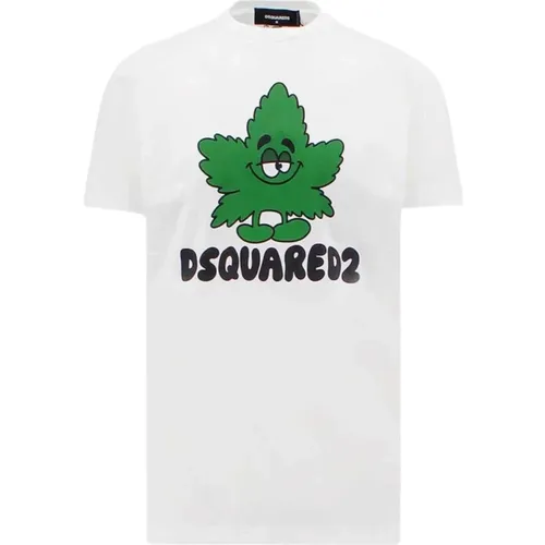 Logo Print T-Shirt - L, Weiß , Herren, Größe: M - Dsquared2 - Modalova