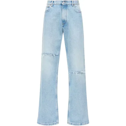 Klare Blaue Distressed Denim Jeans , Herren, Größe: W29 - MM6 Maison Margiela - Modalova