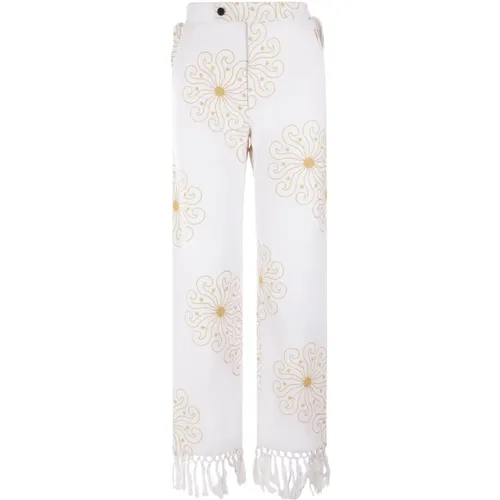 Embroidered Straight Leg Trousers , female, Sizes: W26, W25 - Bode - Modalova