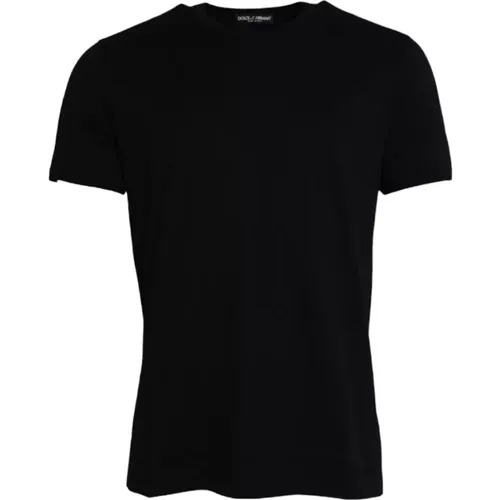 Cotton T-Shirt with Round Neck and Short Sleeves , male, Sizes: L - Dolce & Gabbana - Modalova