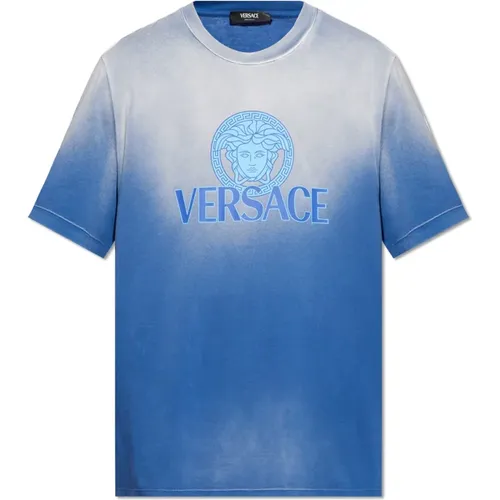 T-Shirt mit Logo , Herren, Größe: M - Versace - Modalova