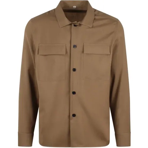 Tropical Wool Shirt Jacket , male, Sizes: L, XL - Low Brand - Modalova