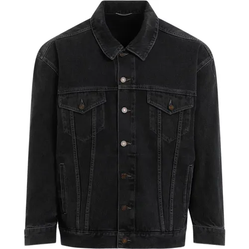 Schwarze Denimjacke Eiform - Saint Laurent - Modalova