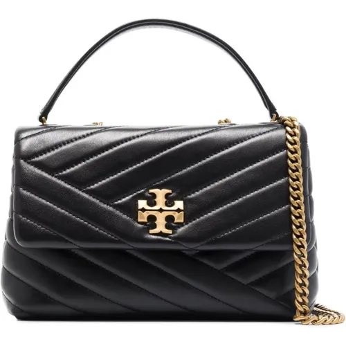 Schwarze Leder Chevron Quilting Schultertasche - TORY BURCH - Modalova