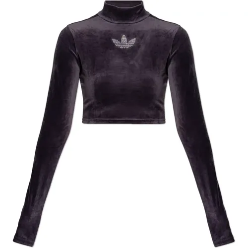 Velourtop mit Stehkragen , Damen, Größe: 2XS - adidas Originals - Modalova