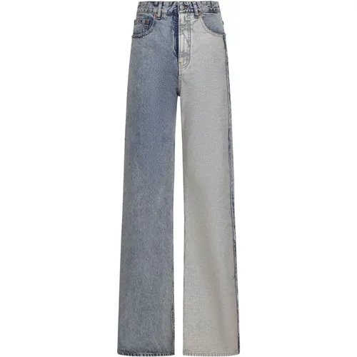 Two-Tone Flared Leg Jeans , female, Sizes: W24, W28, W26, W27, W25 - MM6 Maison Margiela - Modalova