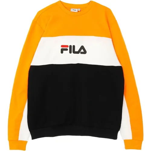 Mens Lightweight Crewneck Sweatshirt Black/Orange/White , male, Sizes: S, XS - Fila - Modalova