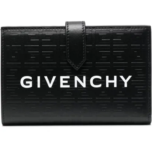 Schwarze Logo-Print Leder Bi-Fold Brieftasche - Givenchy - Modalova