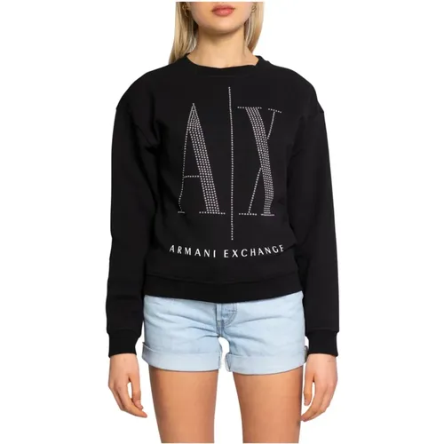 Stylischer Damen Sweatshirt ohne Kapuze , Damen, Größe: XS - Armani Exchange - Modalova