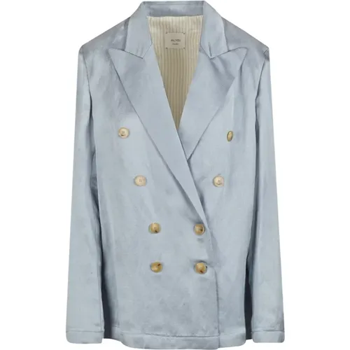 Linen Double-Breasted Blazer , female, Sizes: M - Alysi - Modalova