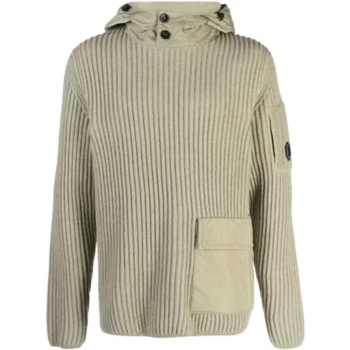 Chunky Ribbed Wool-Blend Knitwear Hoodie , male, Sizes: XL - C.P. Company - Modalova