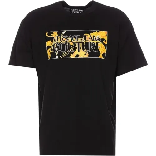 Logo-Print Baumwoll T-shirt Schwarz , Herren, Größe: XL - Versace Jeans Couture - Modalova