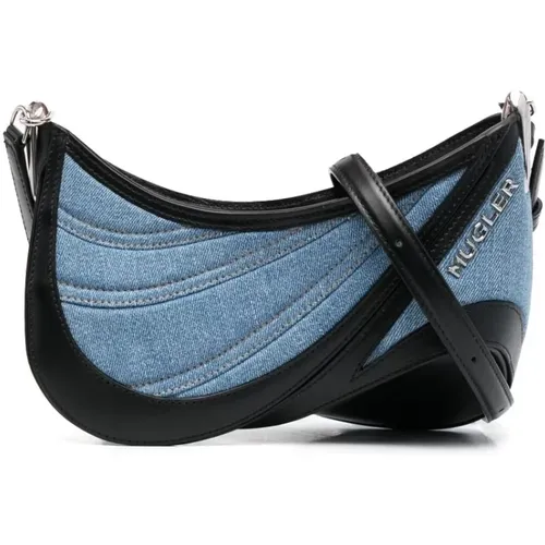 Denim Spiral Curve Shoulder Bag , female, Sizes: ONE SIZE - Mugler - Modalova