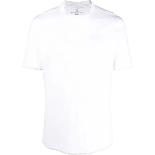 Klassisches Weißes Baumwoll-T-Shirt für Männer , Herren, Größe: XL - BRUNELLO CUCINELLI - Modalova