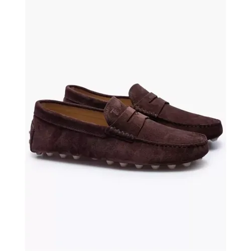 Dunkelbraune Wildleder-Loafers mit gesteppter Klappe und Plateau , Herren, Größe: 40 1/2 EU - TOD'S - Modalova