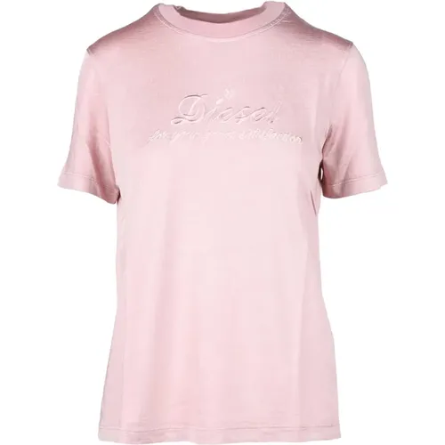 Rosa T-Shirt für Frauen , Damen, Größe: M - Diesel - Modalova