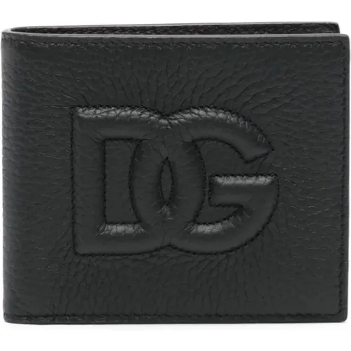 Logo Billfold Geldbörse Schwarz Leder , Herren, Größe: ONE Size - Dolce & Gabbana - Modalova