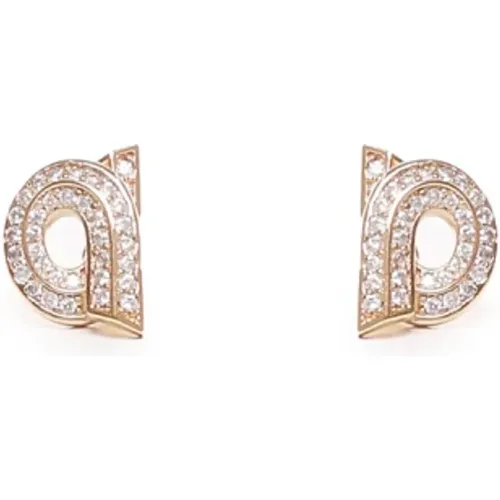 Golden Gancini Earrings with Glitter Detailing , female, Sizes: ONE SIZE - Salvatore Ferragamo - Modalova