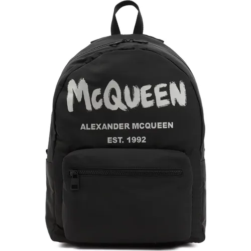 Schwarzer Graffiti Metropolitan Rucksack - alexander mcqueen - Modalova