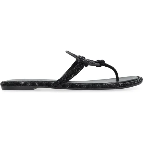 Leder Sandalen mit Strass , Damen, Größe: 36 EU - TORY BURCH - Modalova