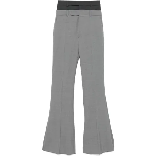 Flared Leg Wool Hosen in Grey , Damen, Größe: 2XS - SPORTMAX - Modalova