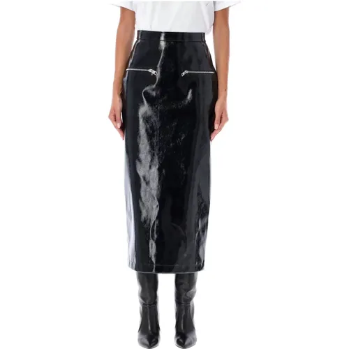 Patent Leather Midi Skirt , female, Sizes: S, XS - Msgm - Modalova