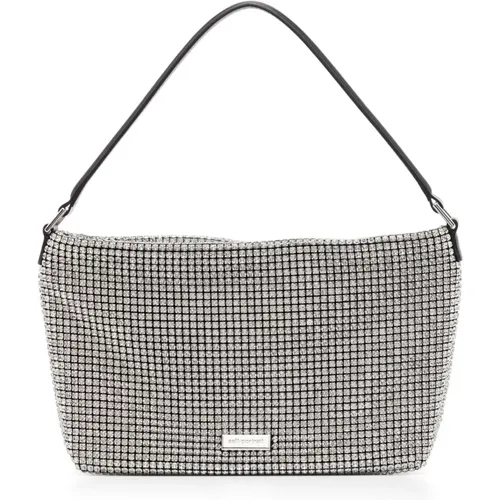 Silver Chainmail Hobo Bag Zip Closure , female, Sizes: ONE SIZE - Self Portrait - Modalova