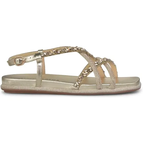 Sparkling flat sandal with cross straps , female, Sizes: 7 UK, 4 UK, 8 UK, 5 UK, 6 UK - Alma en Pena - Modalova