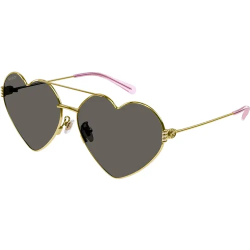 Gold/Graue Sonnenbrille , Damen, Größe: 62 MM - Gucci - Modalova