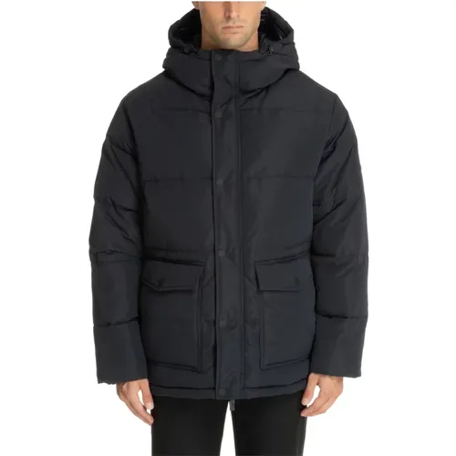 Snap-Zip Plain Logo Pockets Down Jacket , male, Sizes: M - Emporio Armani EA7 - Modalova