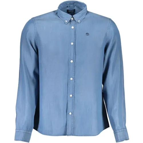 Blaues Lyocell-Hemd, Regular Fit, Button-Down , Herren, Größe: M - North Sails - Modalova