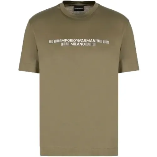 Grünes Milano T-Shirt mit Rundhalsausschnitt , Herren, Größe: M - Armani - Modalova