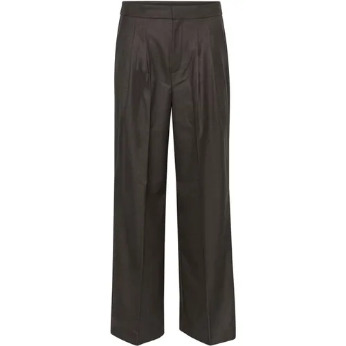 Elegant Wide Leg Pants Mulch Melange - Saint Tropez - Modalova