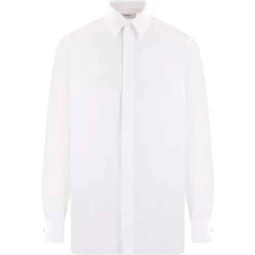 Weißes Baumwollpopeline-Hemd mit Spitzem Kragen und Knopfverschluss,Formal Shirts - Lardini - Modalova