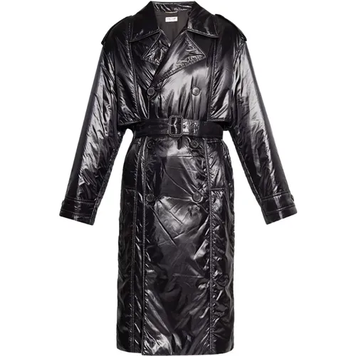 Insulated Double-Breasted Trench Coat , female, Sizes: XL, 2XL - Saint Laurent - Modalova