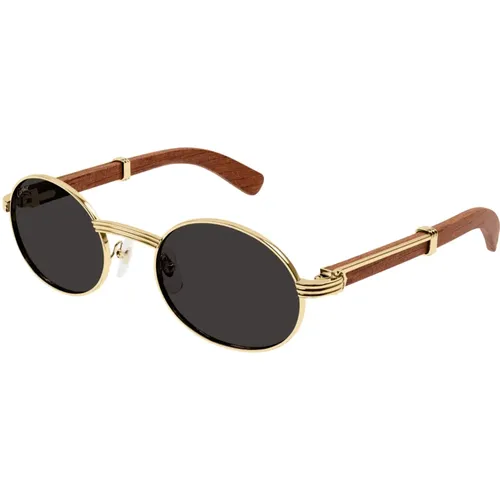 Gold Sunglasses with Accessories , male, Sizes: 55 MM, 53 MM - Cartier - Modalova