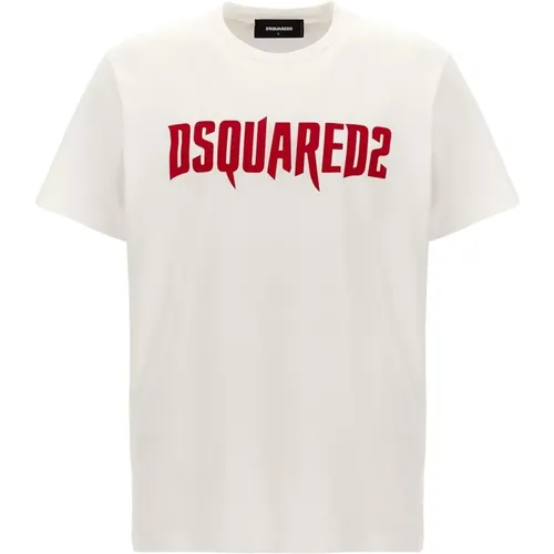 Logo Print Baumwoll T-Shirt,Bedrucktes Logo T-Shirt - Dsquared2 - Modalova