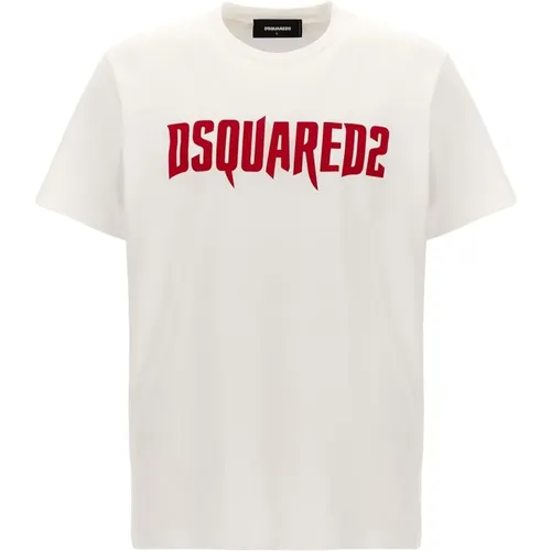 Logo Print Baumwoll T-Shirt , Herren, Größe: M - Dsquared2 - Modalova