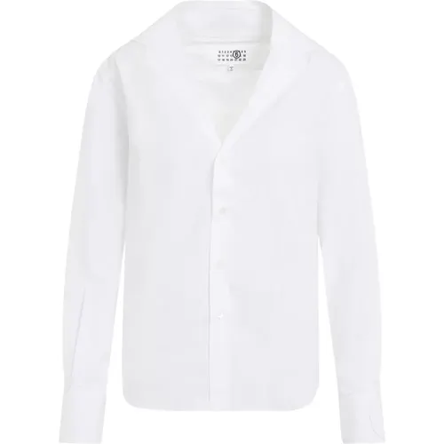 Weißes Hemd Klassischer Stil , Damen, Größe: XS - MM6 Maison Margiela - Modalova