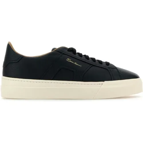 Stilvolle Navy Leder Sneakers - Santoni - Modalova