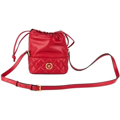 Rote Gesteppte Leder Zugbeutel Tasche - Versace - Modalova