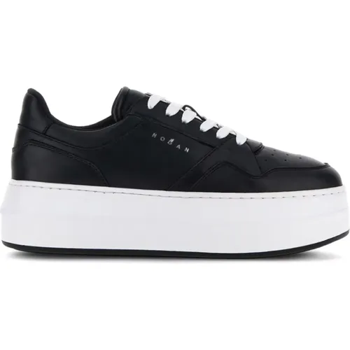 Panelled Sneakers Schwarz Logo-Druck , Damen, Größe: 37 1/2 EU - Hogan - Modalova