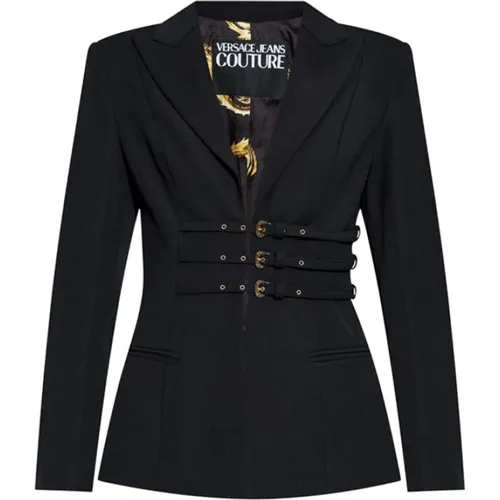 Schwarzer Blazer mit Schnallenschließung - Versace Jeans Couture - Modalova