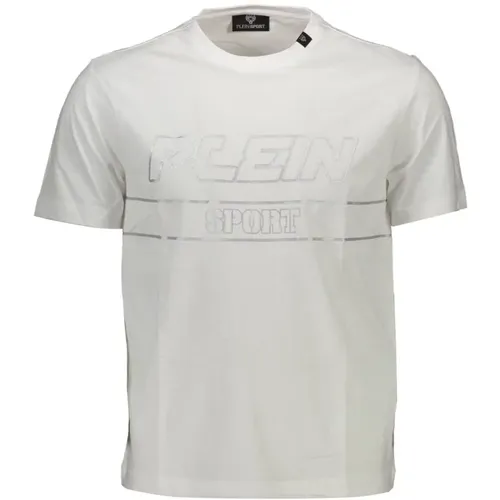Bedrucktes weißes Baumwoll-T-Shirt , Herren, Größe: XL - Plein Sport - Modalova